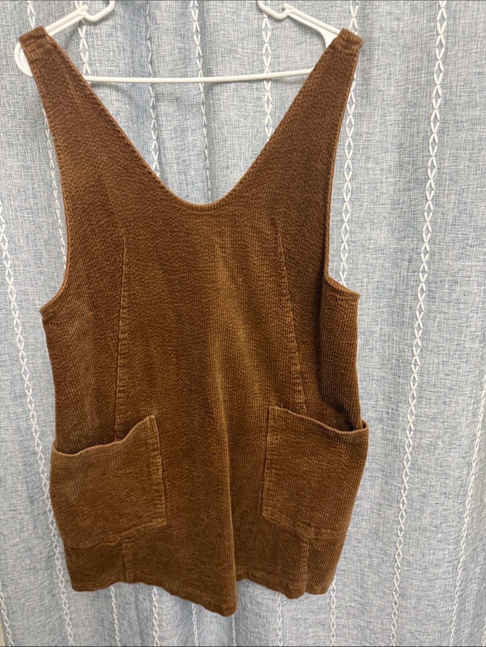 Sweet Love Brown Corduroy Tank with Pocket Detail